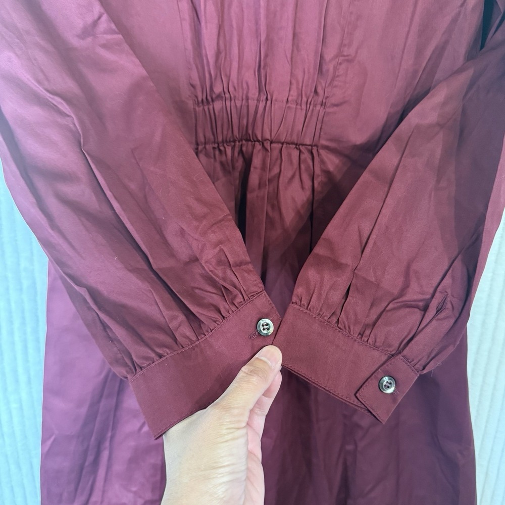 Harshman Vespera Dress Burgundy Black Size Small 100% Cotton NWT Pockets - Picture 11 of 16